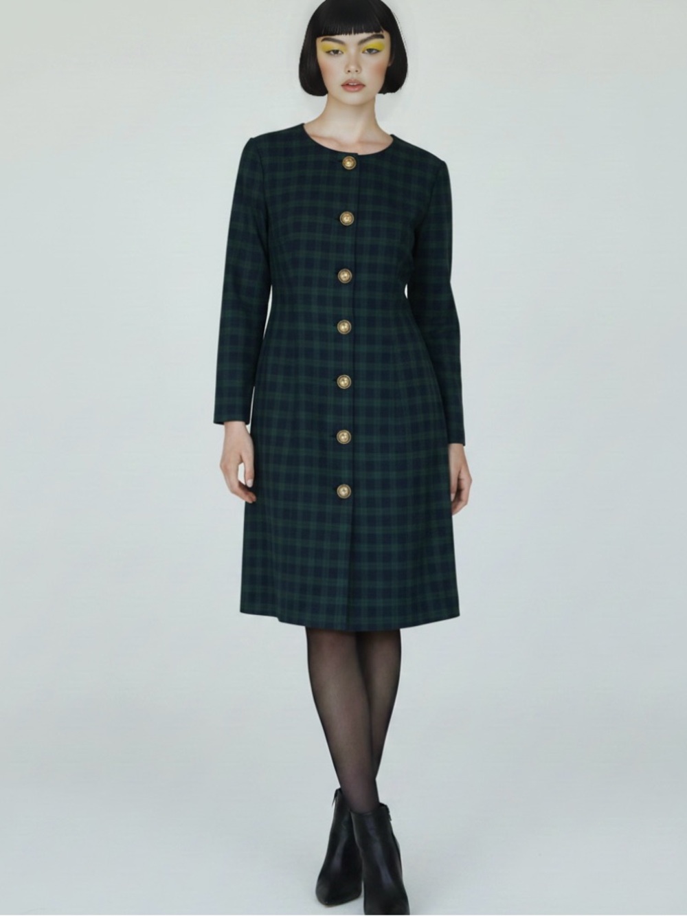 Vtg Santa Fe Dress Womens Sz 10
Green Blue Shift Button Tartan
Blackwatch Plaid